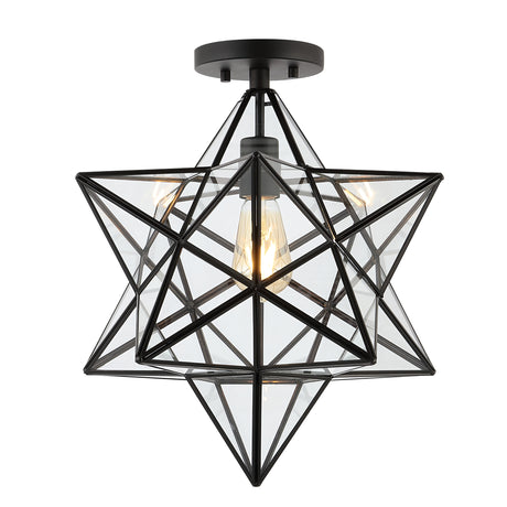 Ava-1-Light-Farmhouse-Bohemian-Iron/Glass-LED-Semi-Flush-Mount-Flush-Mounts