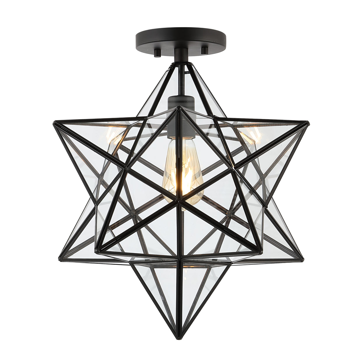 Ava-1-Light-Farmhouse-Bohemian-Iron/Glass-LED-Semi-Flush-Mount-Flush-Mounts