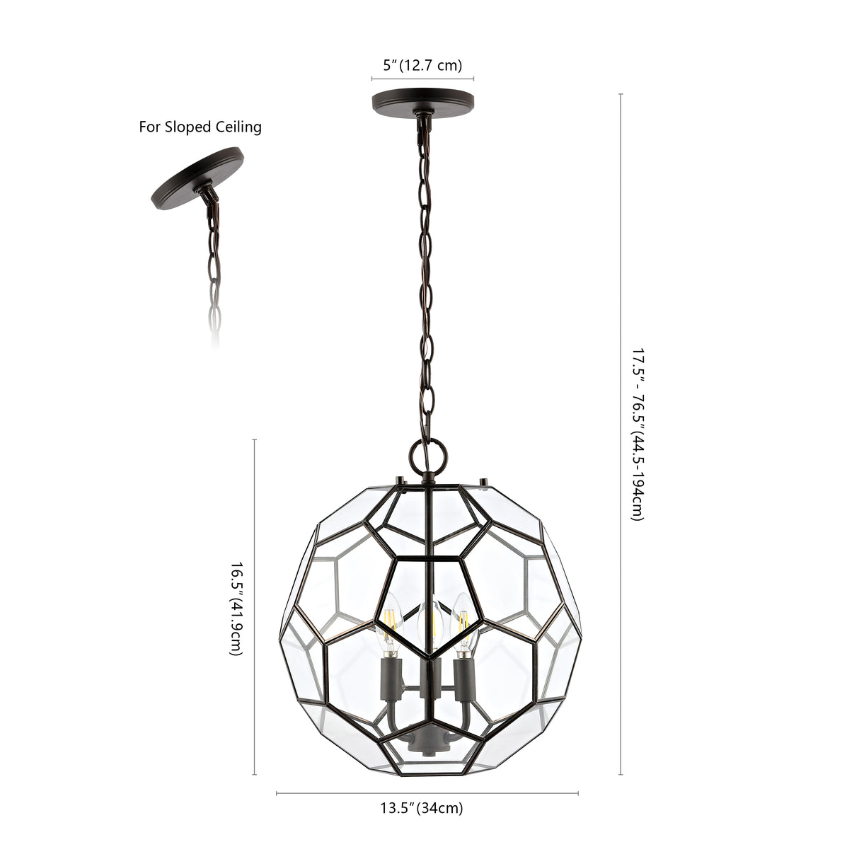 Bee 3-Light Modern Farmhouse Iron/Glass LED Pendant