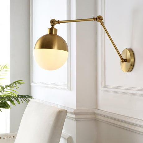 Alba-1-Light-Mid-Century-Modern-Arm-Adjustable-Iron/Glass-LED-Sconce-Wall-Sconces