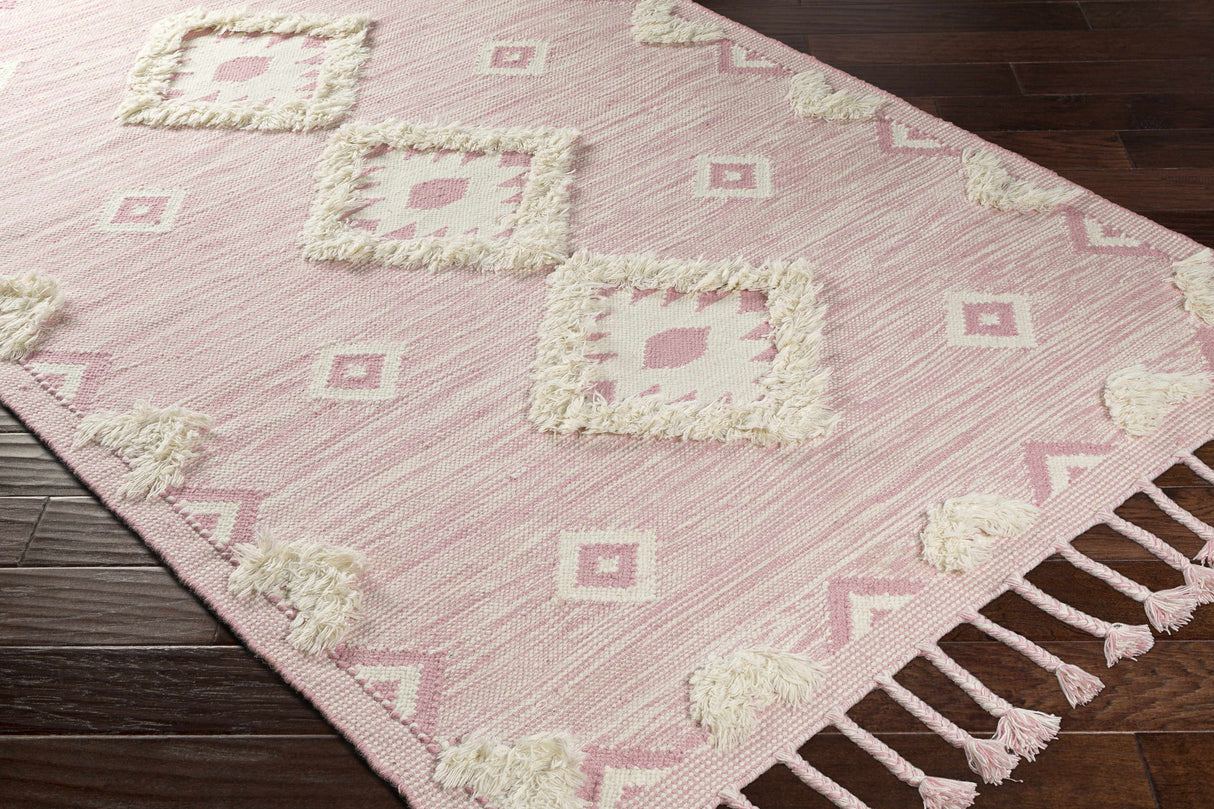 Gardner Pink Wool Tassel Rug - Clearance