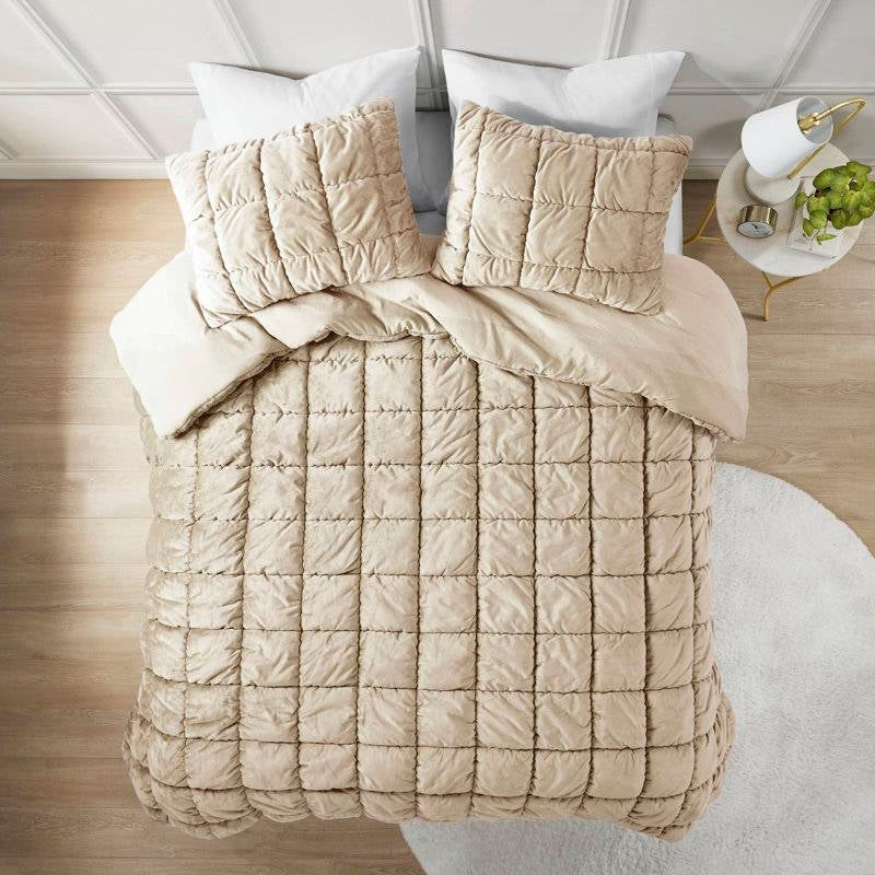 King Beige Velvety Soft Down Alternative Comforter Set