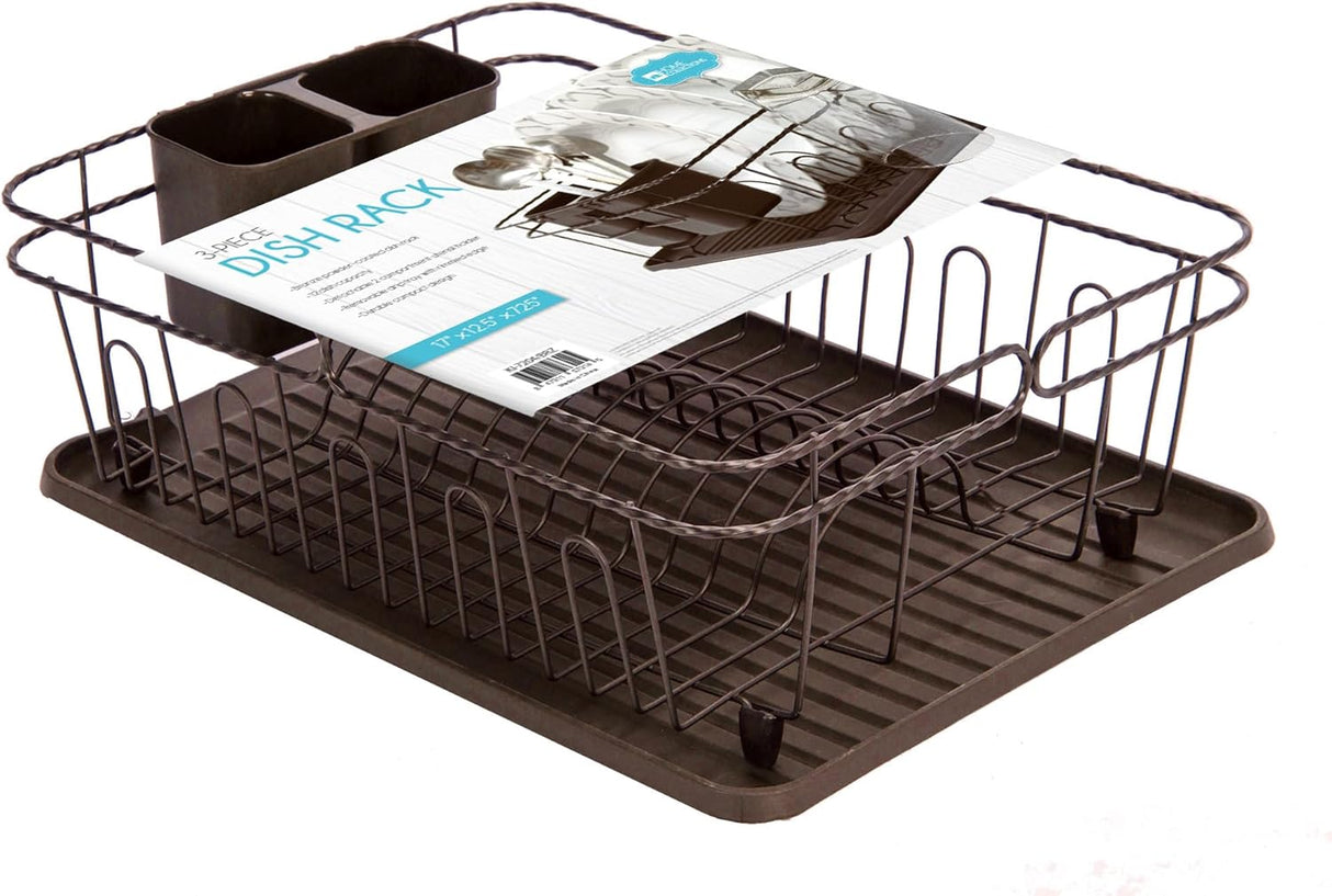 3-in-1 Dish Drying Rack, Countertop or Over Sink Design, Removable Utensil Holder, Non-Slip Feet