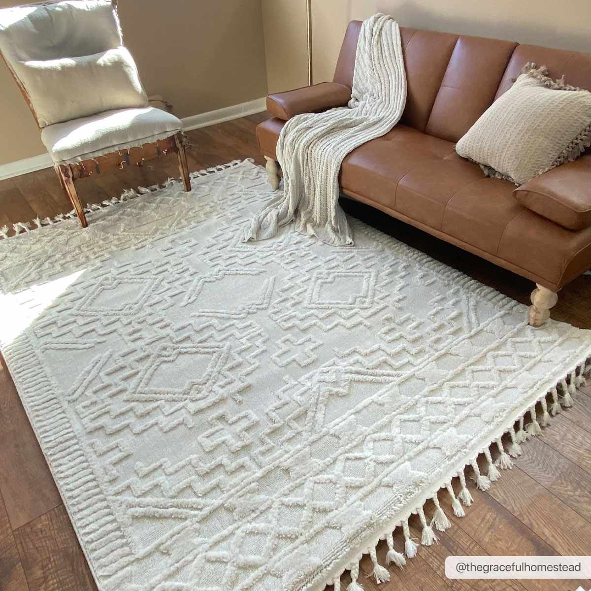 Kalkan High/Low Pile Rug with Tassels - Clearance