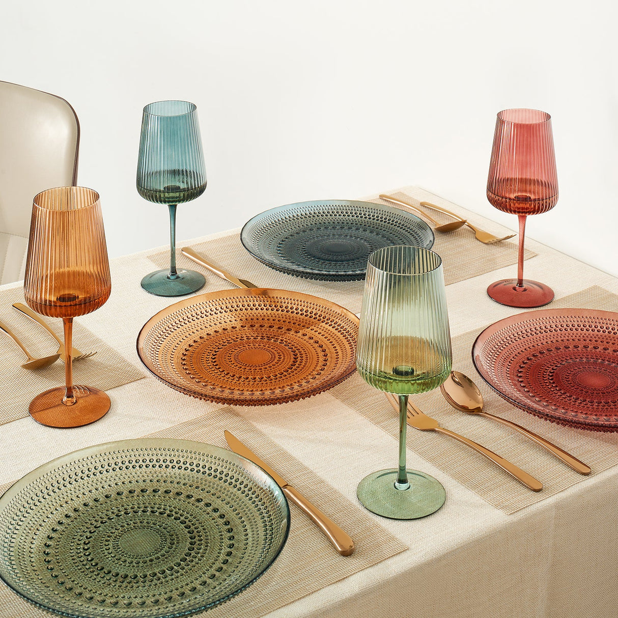 Tonal-Hobnail-Glass-Plate,-Set-of-6-Plate