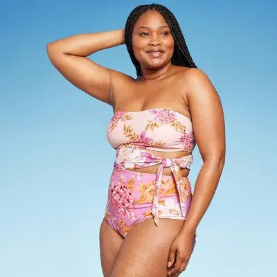 Kona Sol Women's Bandeau One Piece Swimsuit Full Coverage Swimwear