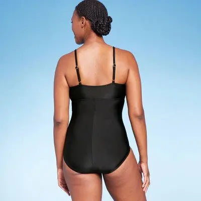 Kona Sol Women's Shirred Front One Piece Swimsuit Full Coverage Tank Swimwear