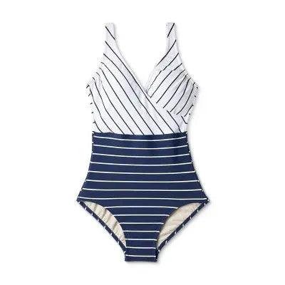 Kona Sol Women's V-Neck One Piece Swimsuit Full Coverage