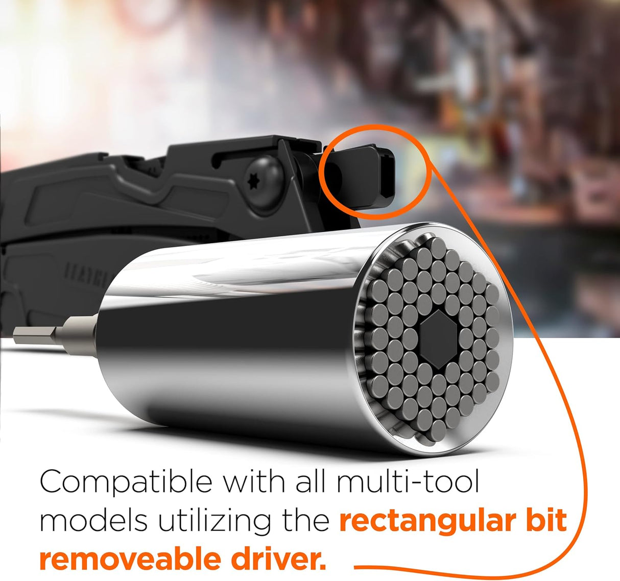 Universal Socket Adapter Compatible with Leatherman Flat Bit System - Skeletool, Surge, MUT, Wave Plus and Signal Multitool Kit Set (Multi-Tool Accessories)