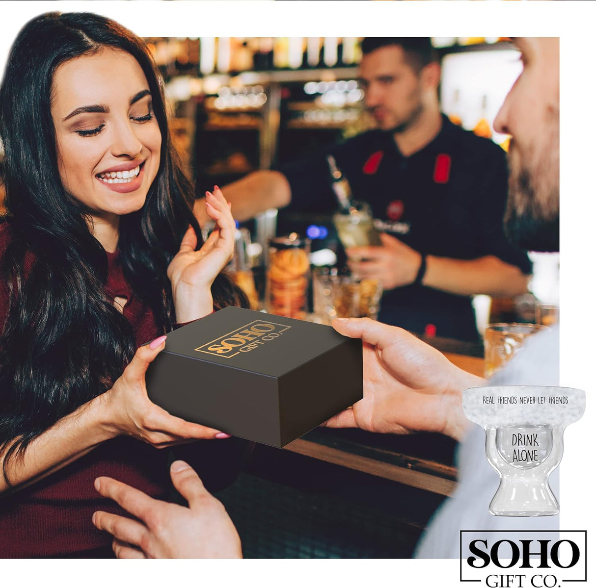 SoHo Margarita Glass Best Friend Gift for Women, 12oz Insulated Double Walled Frozen Drinking Stemless Cup (Keeps Drink Iced Cold) (Gift Boxed)