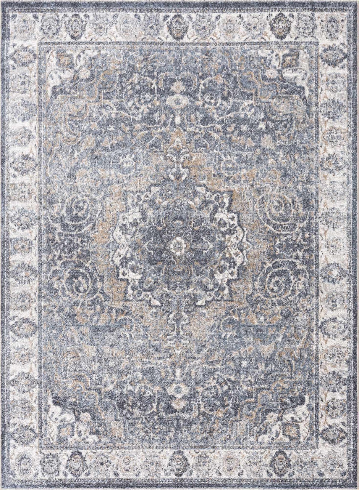 Aurum Blue Washable Area Rug - Clearance