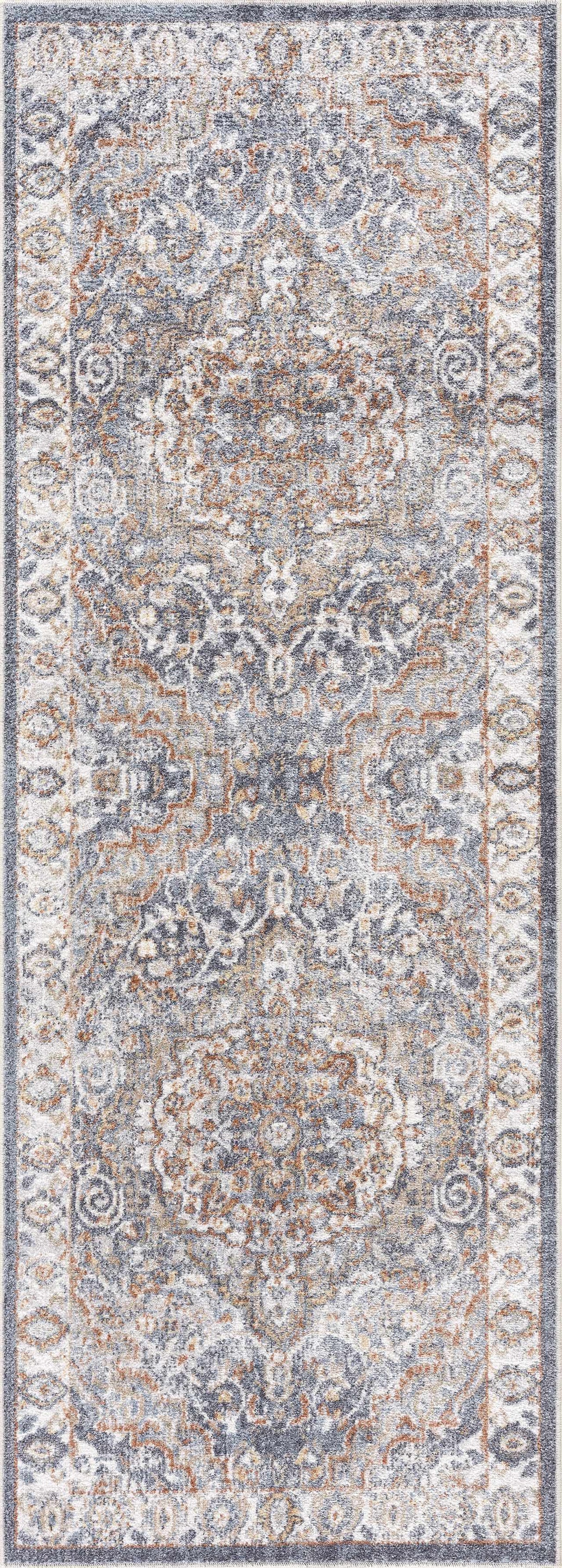 Aurum Blue & Beige Washable Area Rug - Clearance