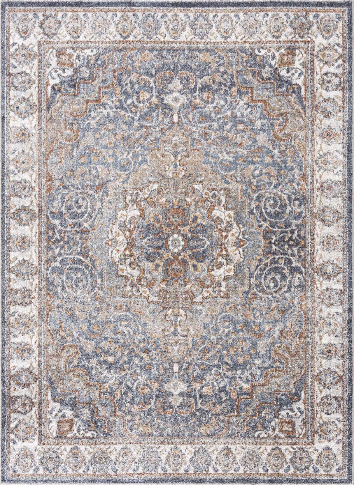 Aurum Blue & Beige Washable Area Rug - Clearance