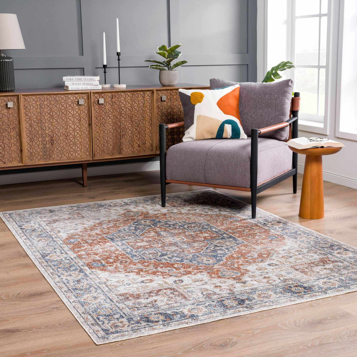 Akram-Gray-&-Orange-Washable-Area-Rug-Clearance-Rugs