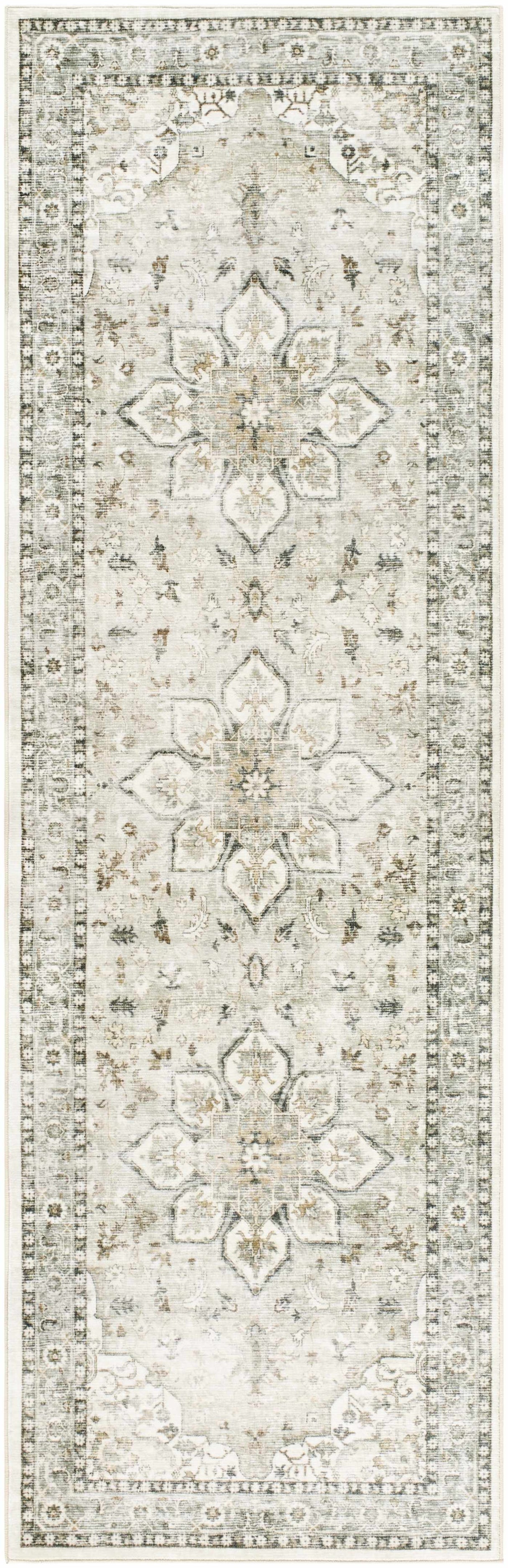Lotan Sage Medallion Washable Area Rug