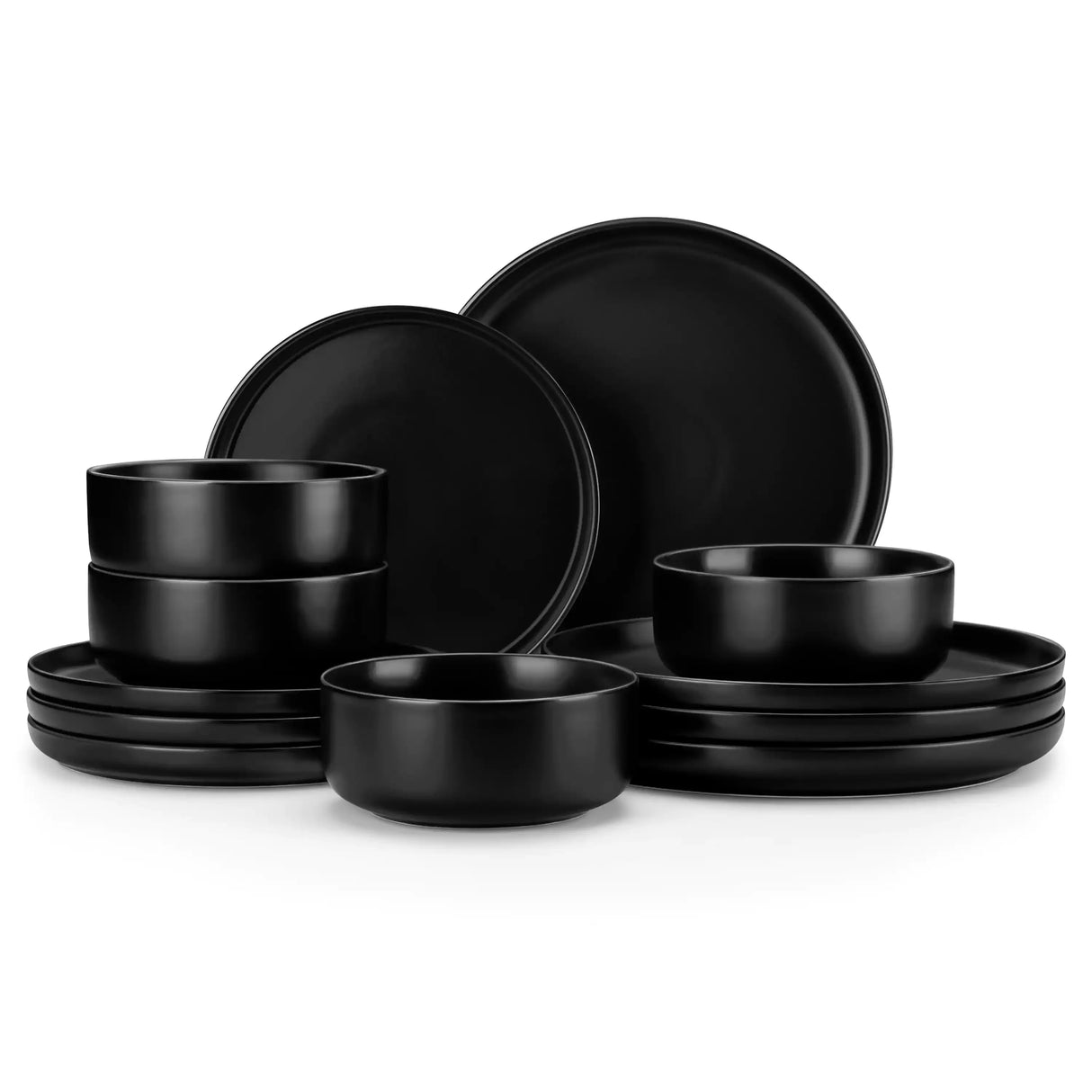 Luna Matte Black 12 Piece Dinnerware Set