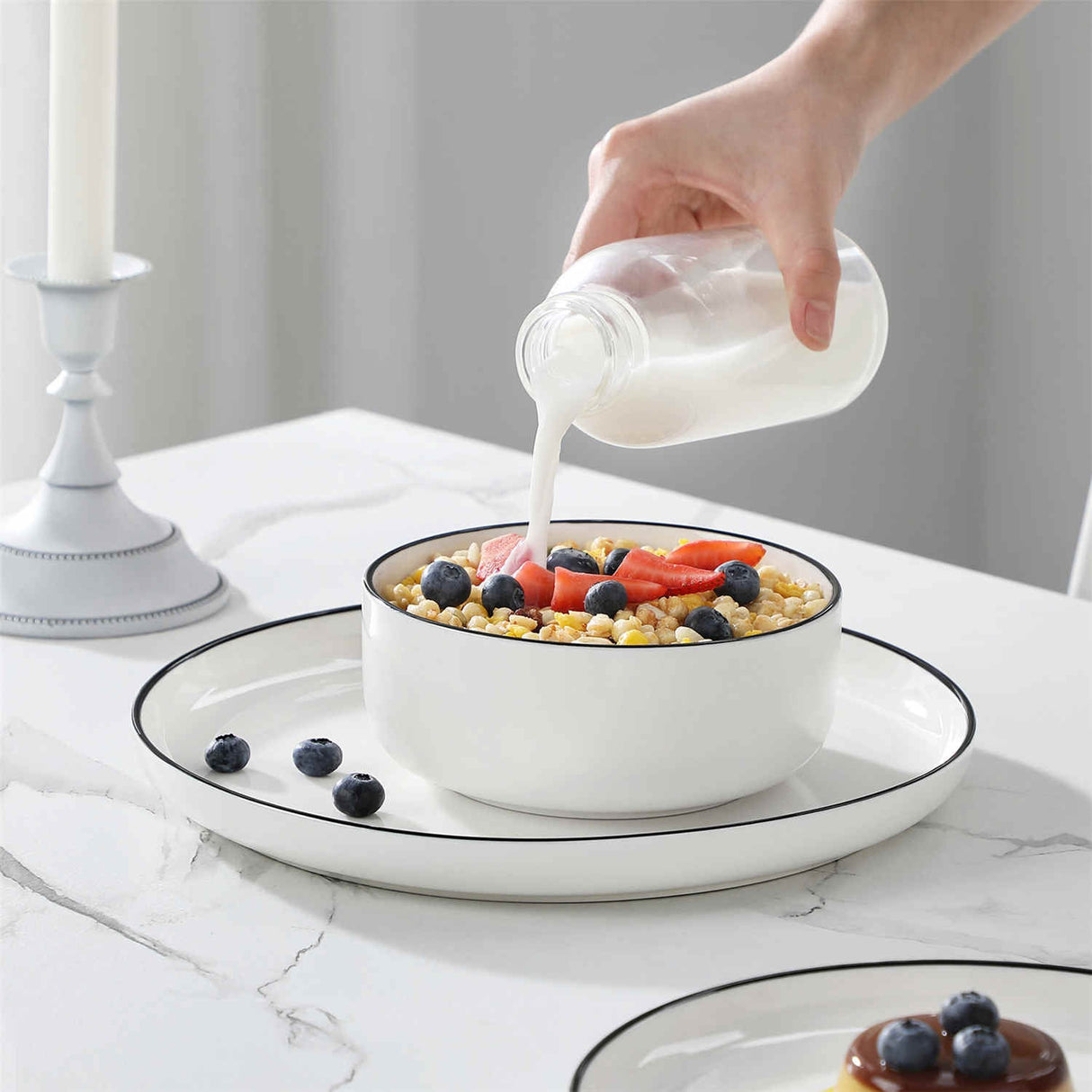 Luna Marble Blue 12 Piece Dinnerware Set