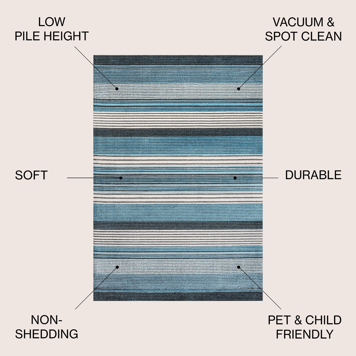 Duxbury Gradient Ticking Striped Area Rug