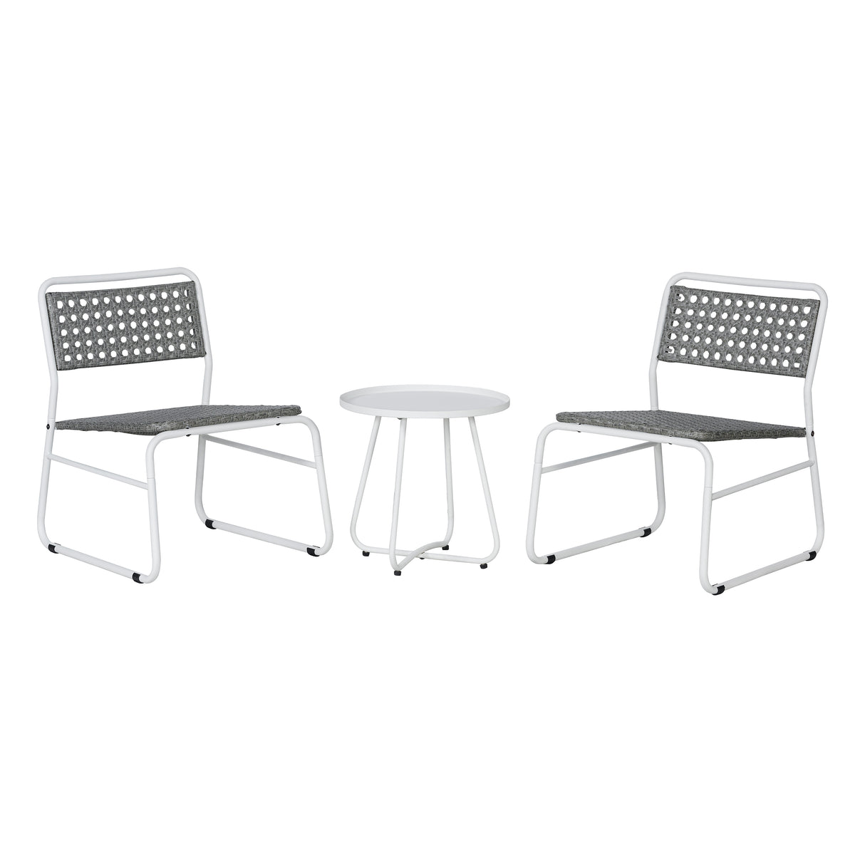 Freja 3-Piece Mid-Century Modern Faux Rattan Conversation Outdoor Patio Set