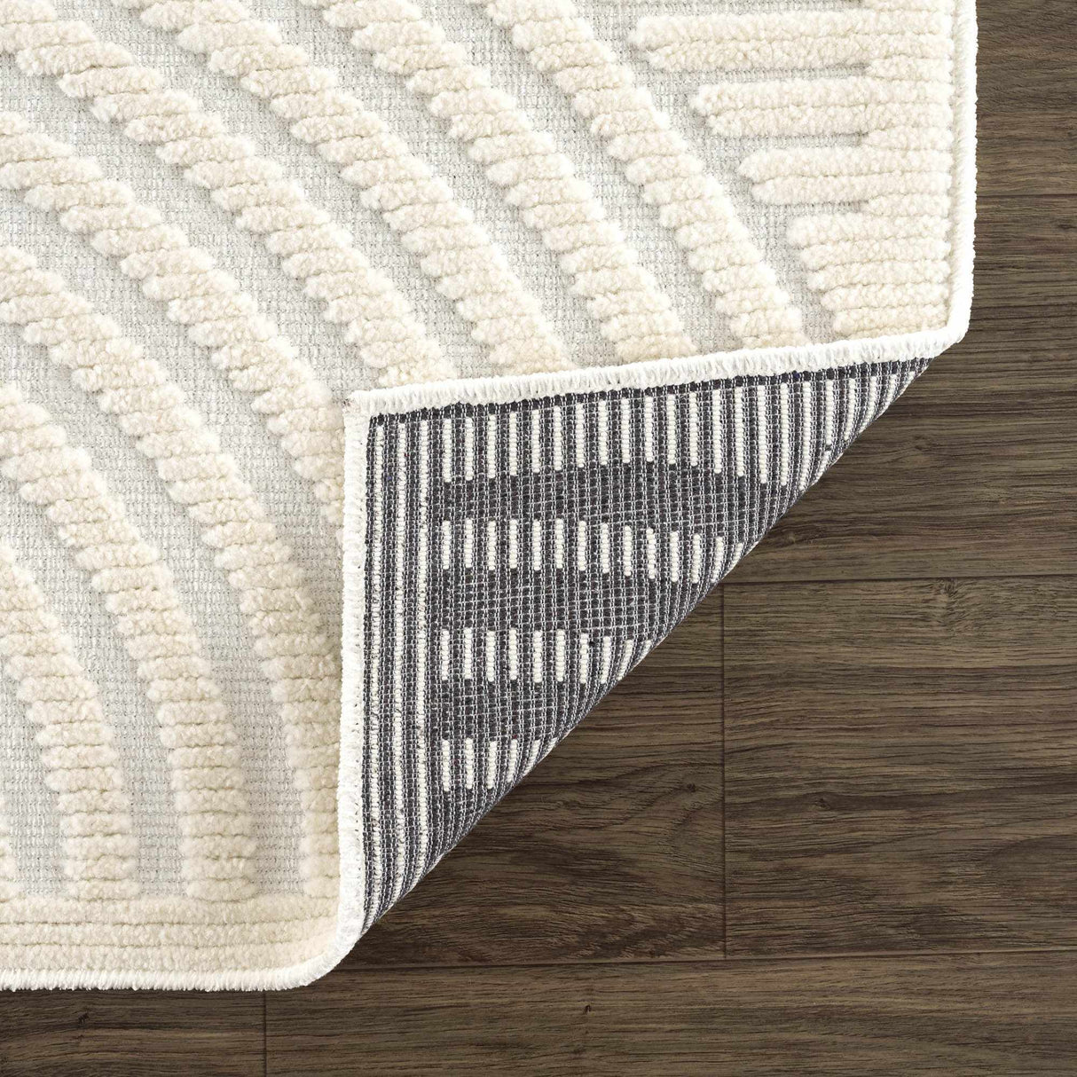 Deron White Washable 3D Rug