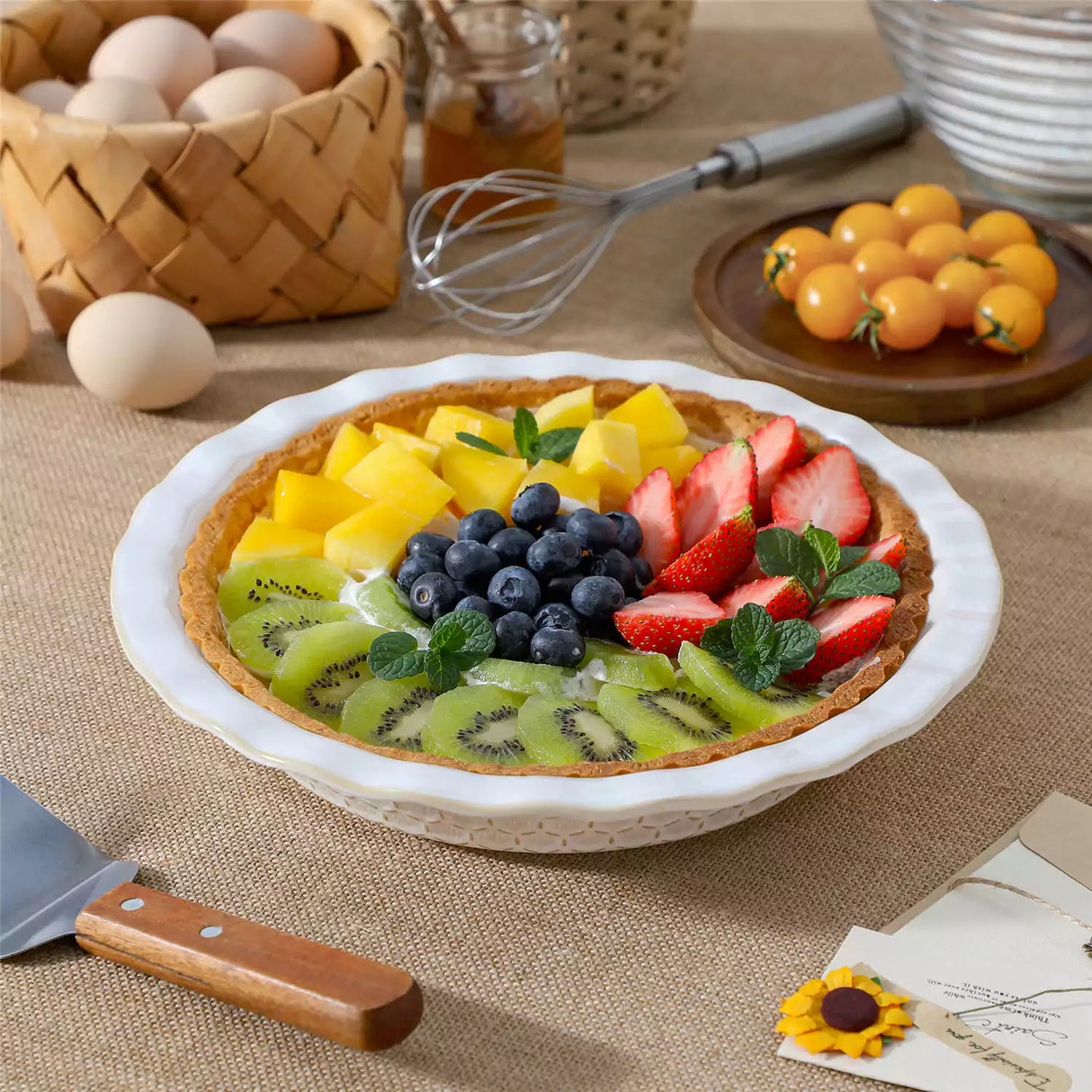 Lydia Fluted Pie Pan Stoneware Baking Dish
