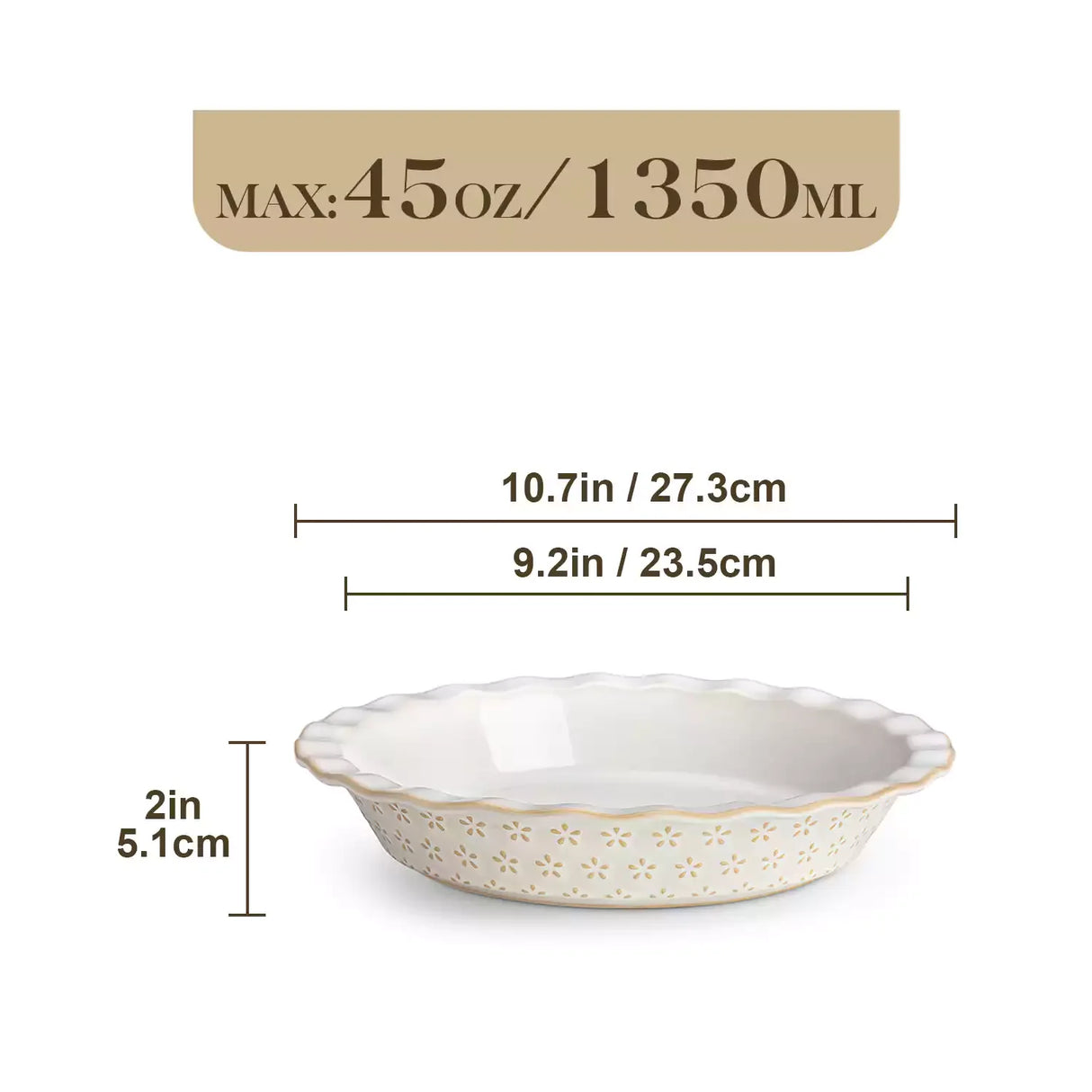 Lydia Fluted Pie Pan Stoneware Baking Dish