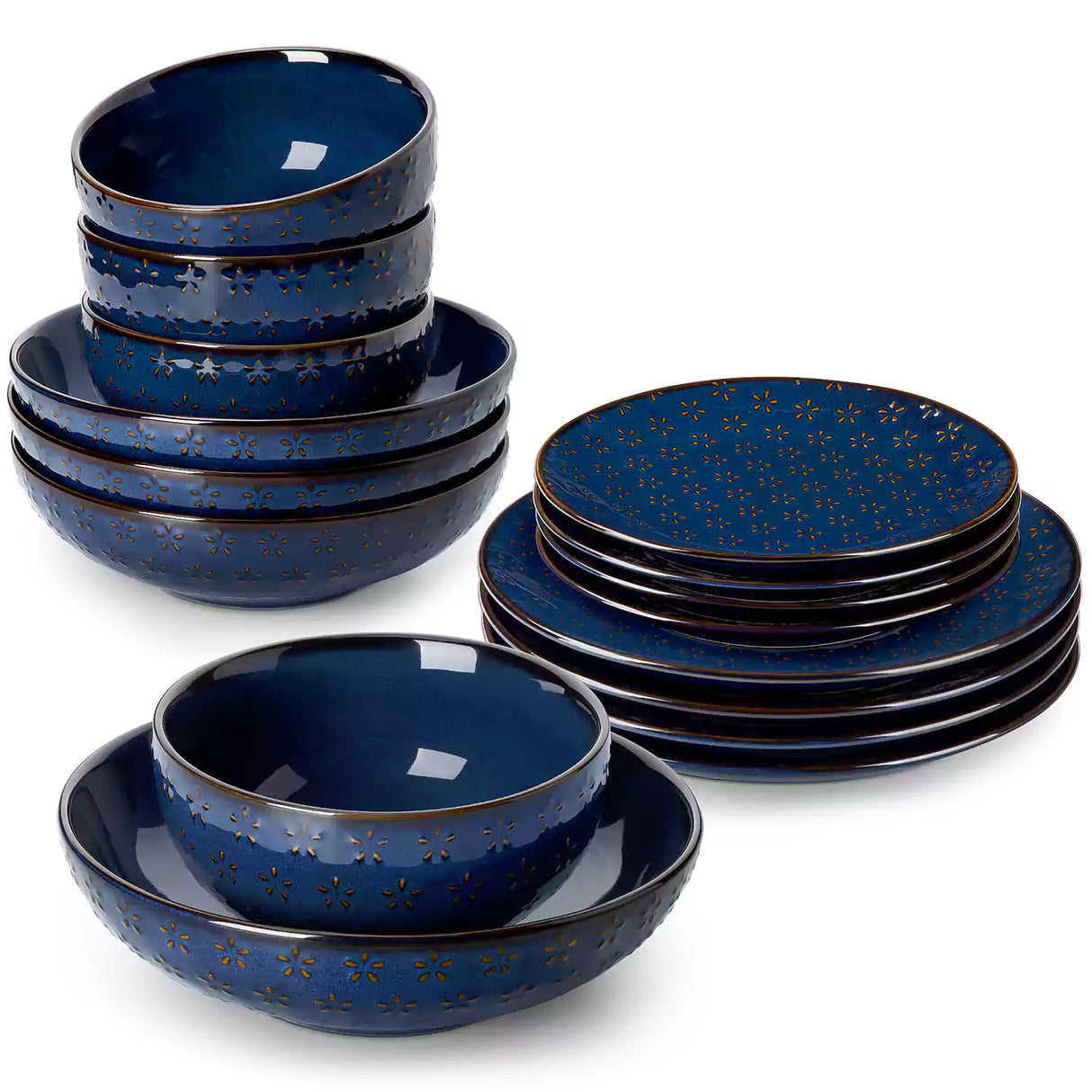 Lydia 16 Piece Starry Blue Dinnerware Set