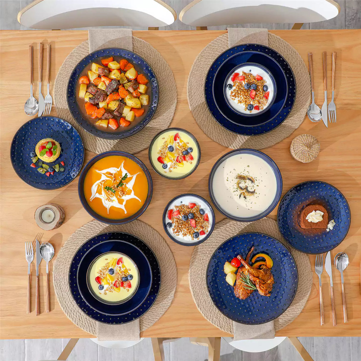 Lydia 16 Piece Starry Blue Dinnerware Set