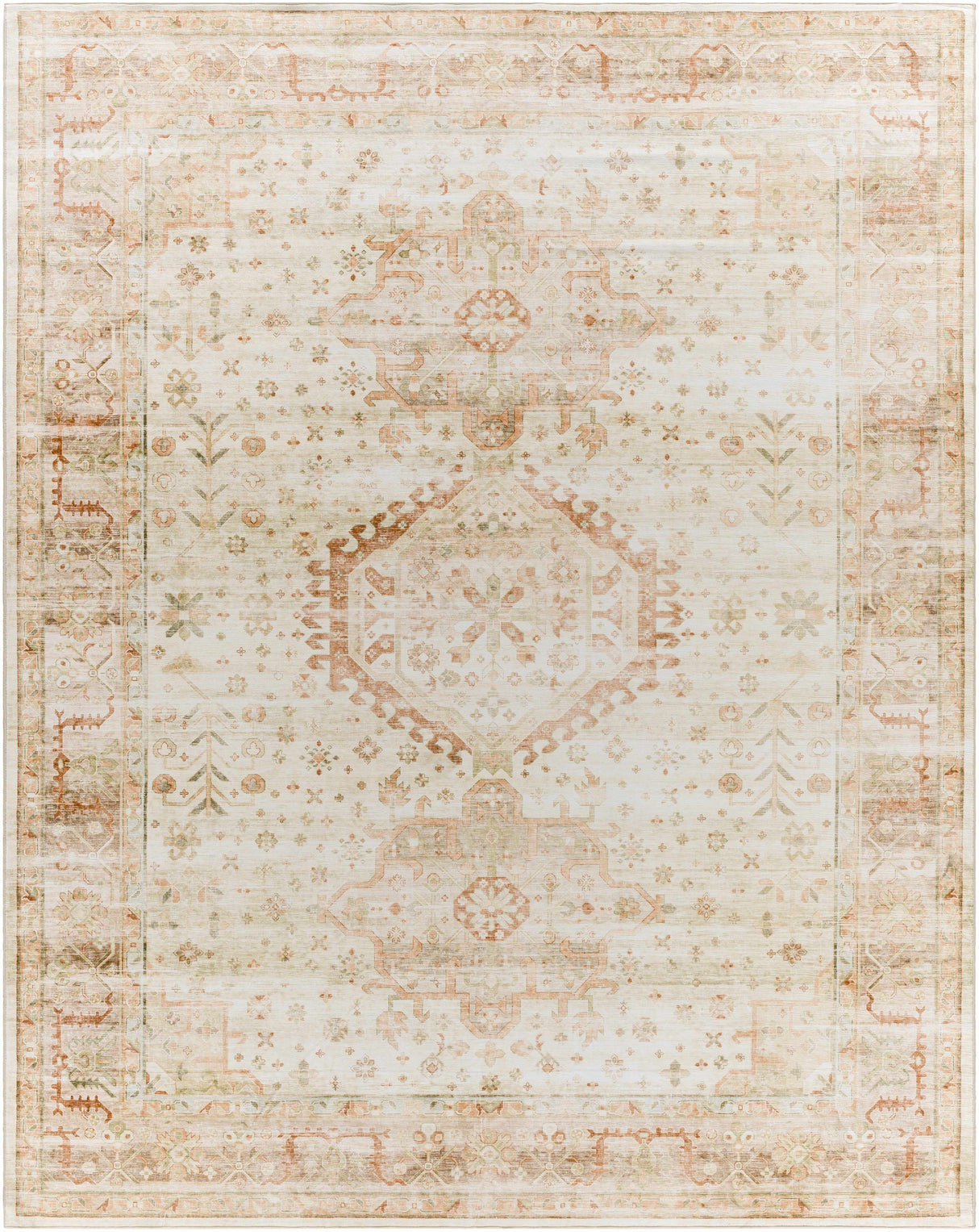 Laran Rust Distressed Washable Area Rug