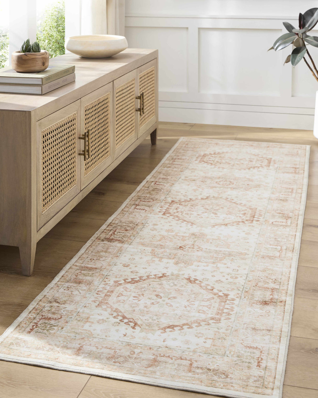 Laran Rust Distressed Washable Area Rug