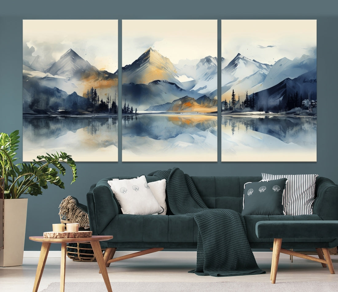 Lake Abstract Mountain Wall Art Canvas Print