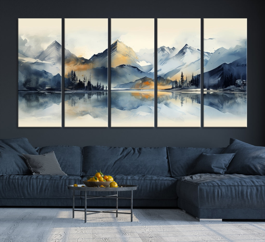 Lake Abstract Mountain Wall Art Canvas Print