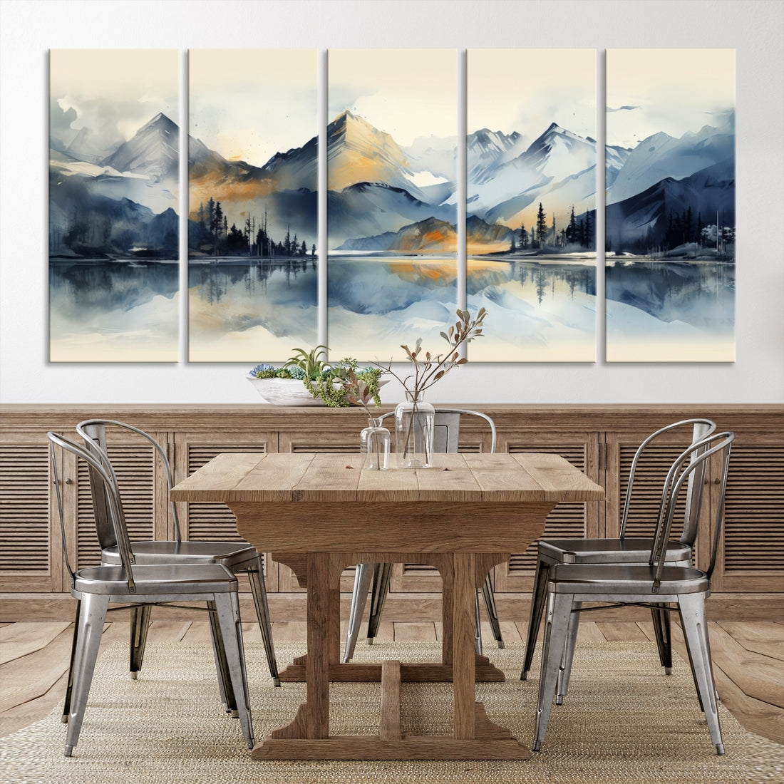 Lake Abstract Mountain Wall Art Canvas Print