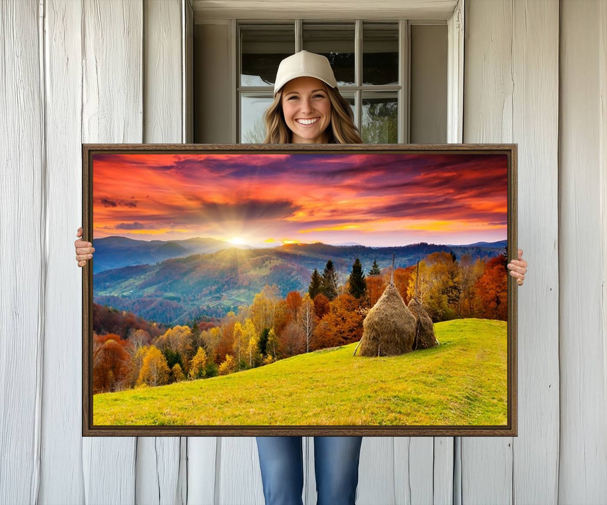 Landscape View Sunset Wall Art Landscape Canvas Print All