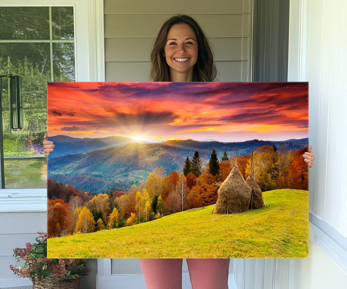 Landscape View Sunset Wall Art Landscape Canvas Print All
