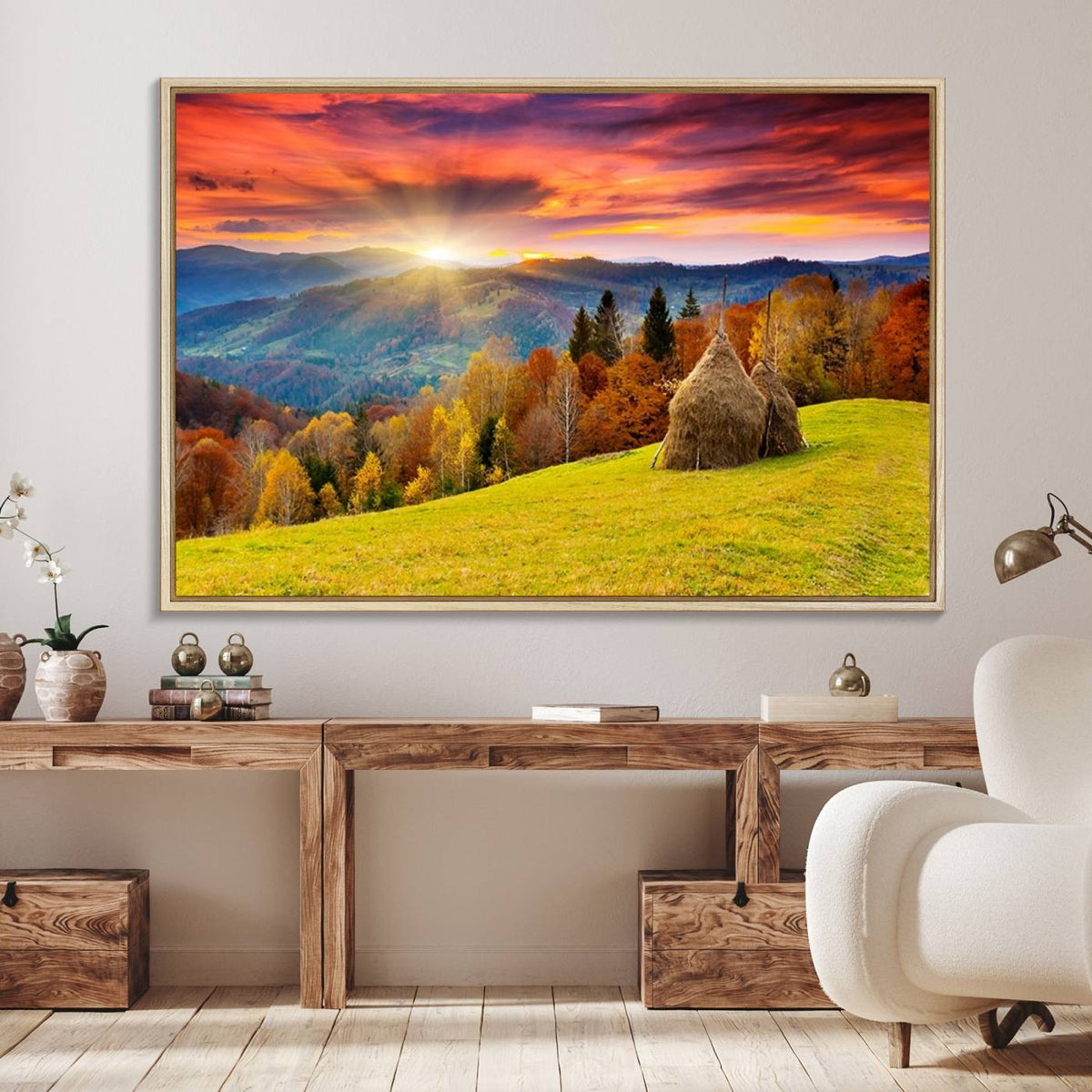 Landscape View Sunset Wall Art Landscape Canvas Print All