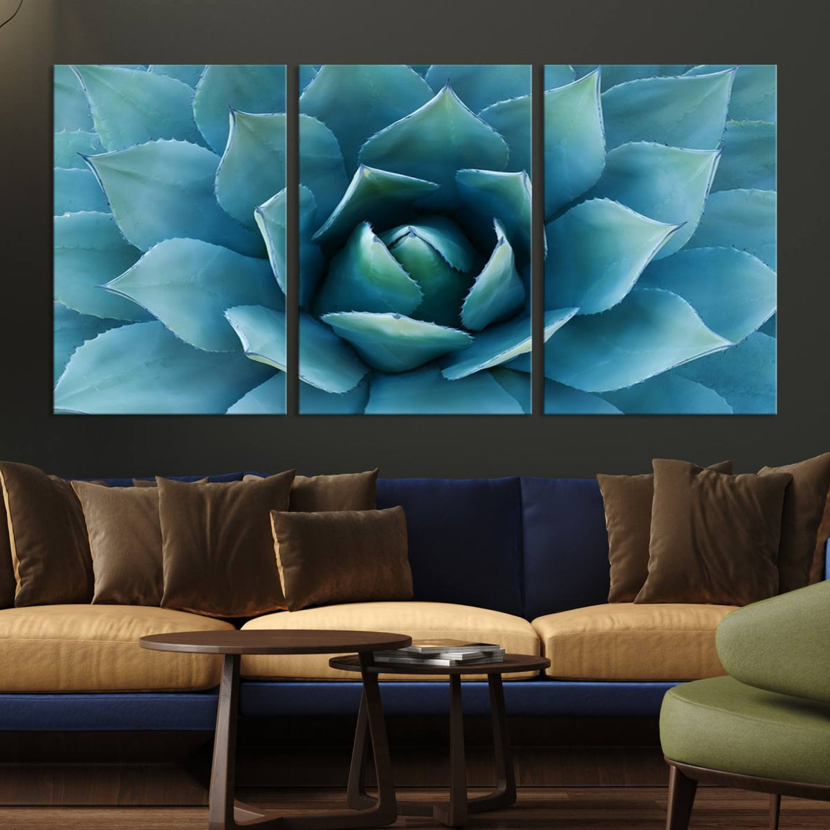 Large Agave Succulent Canvas Wall Art | Botanical Close-Up