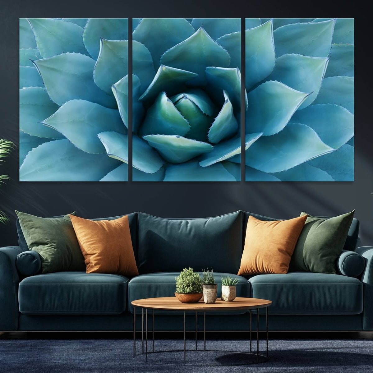 Large Agave Succulent Canvas Wall Art | Botanical Close-Up