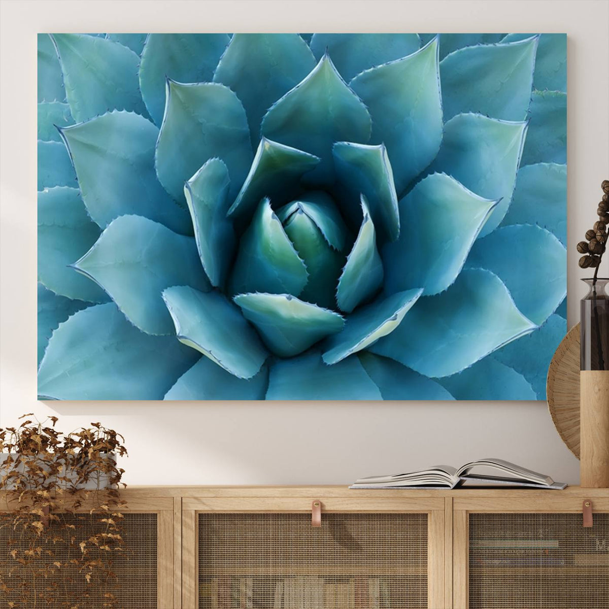Large Agave Succulent Canvas Wall Art | Botanical Close-Up