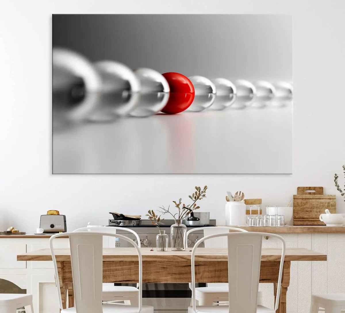 Large Wall Art Red Ball in Gray Balls Canvas Art Print Large