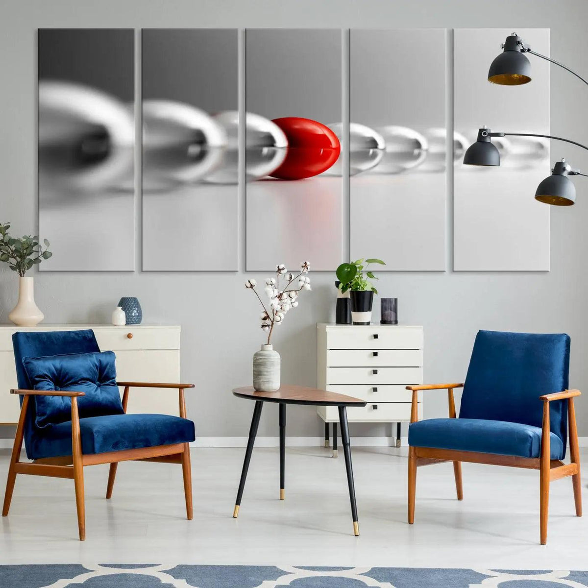 Large Wall Art Red Ball in Gray Balls Canvas Art Print Large