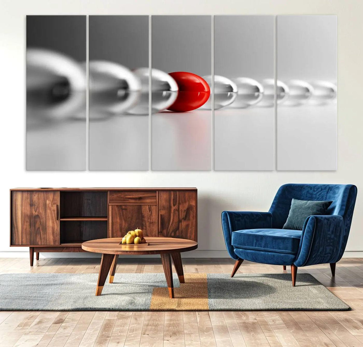 Large Wall Art Red Ball in Gray Balls Canvas Art Print Large