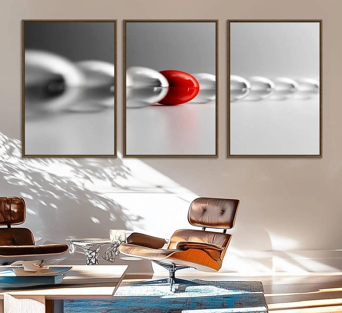Large Wall Art Red Ball in Gray Balls Canvas Art Print Large