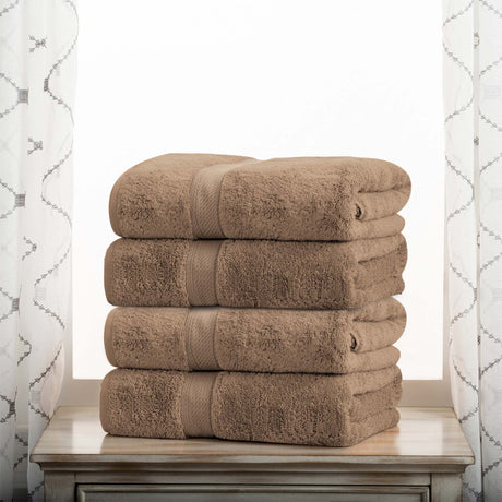 Egyptian Cotton Plush Heavyweight Bath Towel Set of 4 - Egyptian Cotton Bath Towel by Superior Brand