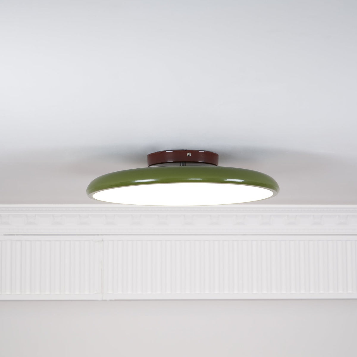Orbitra | Flush Mount LED Ceiling Light with Swivel Arm, Dimmable Beige or Green Fixture