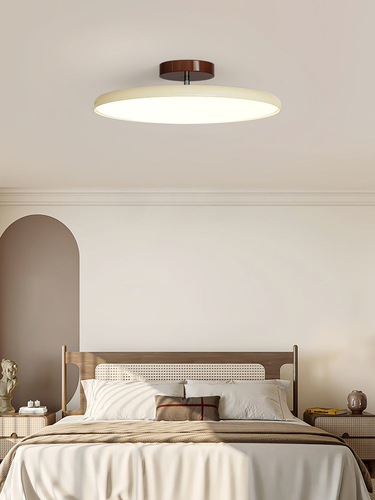 Orbitra | Flush Mount LED Ceiling Light with Swivel Arm, Dimmable Beige or Green Fixture
