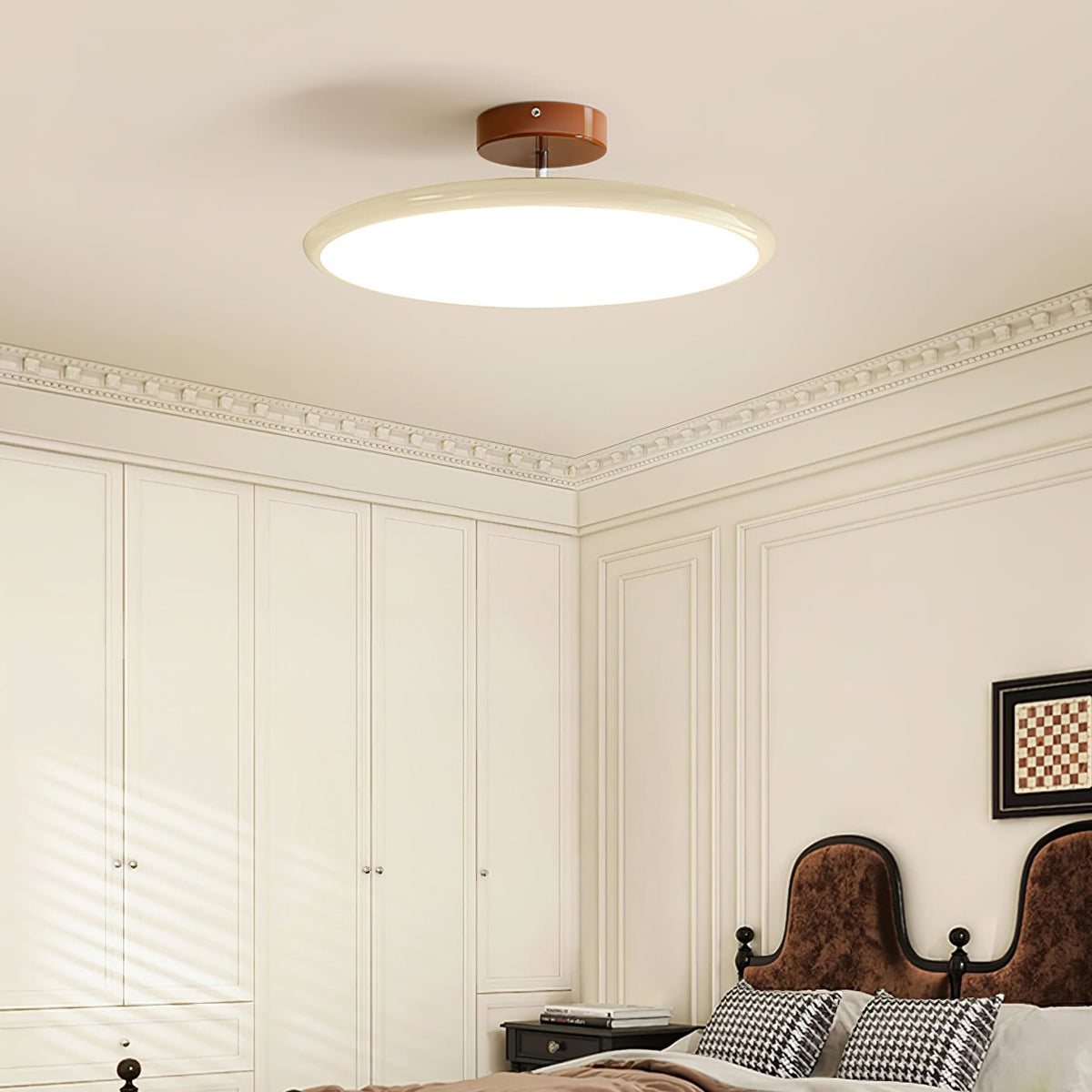 Orbitra | Flush Mount LED Ceiling Light with Swivel Arm, Dimmable Beige or Green Fixture
