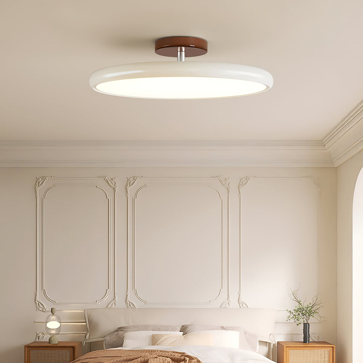 Orbitra | Flush Mount LED Ceiling Light with Swivel Arm, Dimmable Beige or Green Fixture
