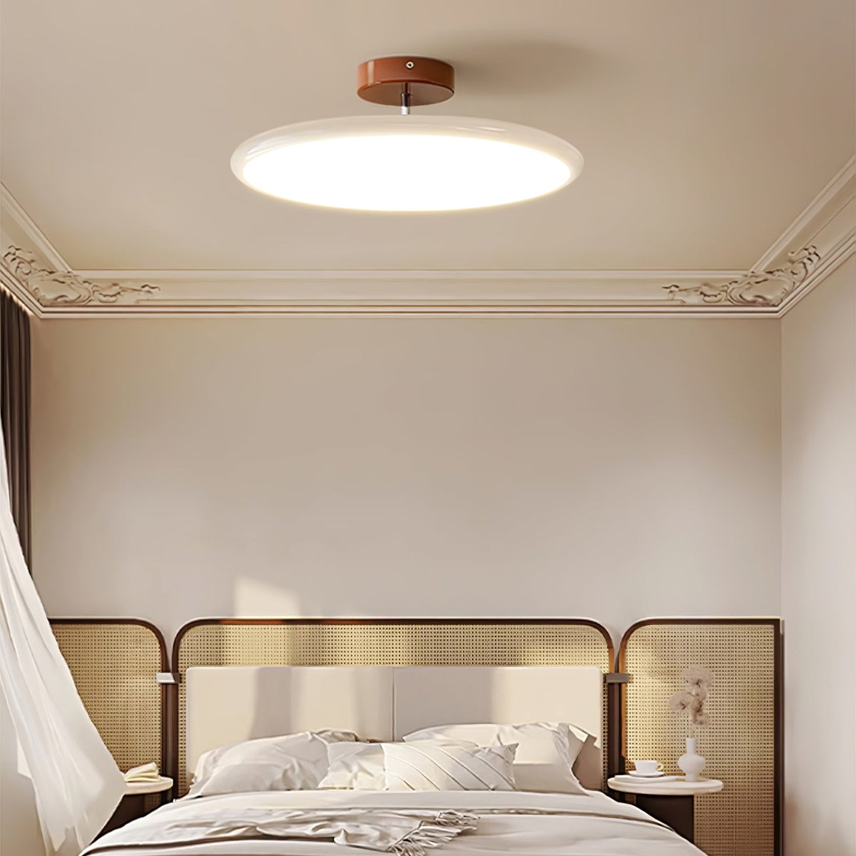 Orbitra | Flush Mount LED Ceiling Light with Swivel Arm, Dimmable Beige or Green Fixture
