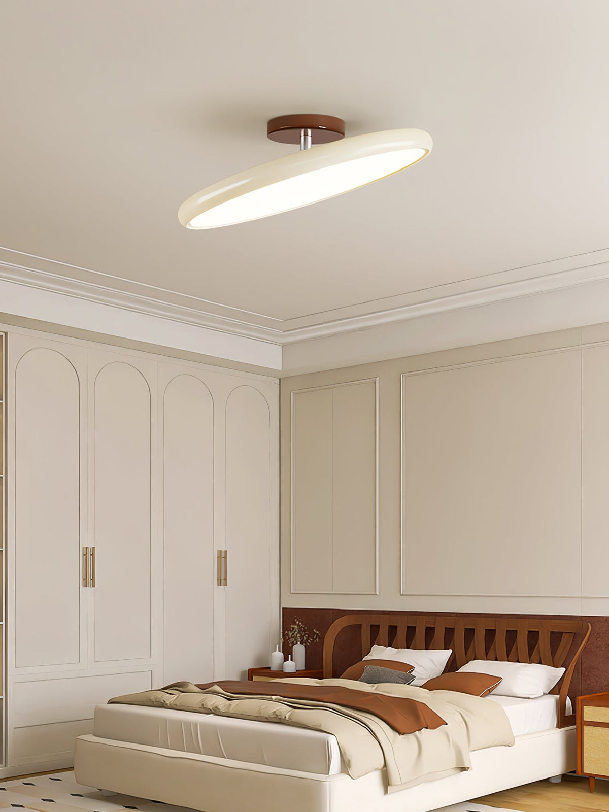 Orbitra | Flush Mount LED Ceiling Light with Swivel Arm, Dimmable Beige or Green Fixture